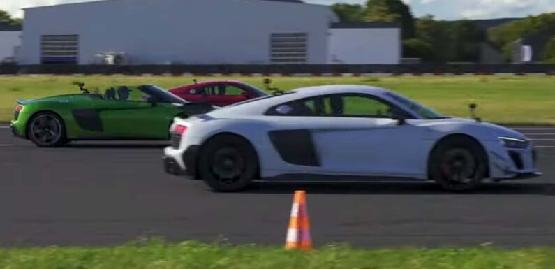 Watch Audi R8 GT Drag Race R8 Spyder With AWD, RWD R8 Coupe