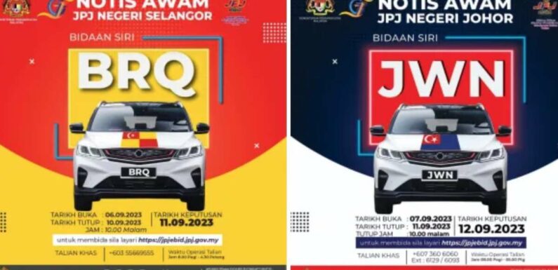 JPJ eBid: BRQ and JWN number plates up for bidding – paultan.org