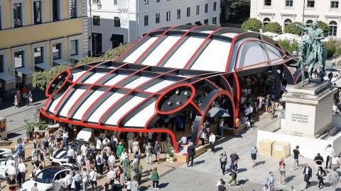 Porsche builds giant 911 walk-through sculpture at IAA