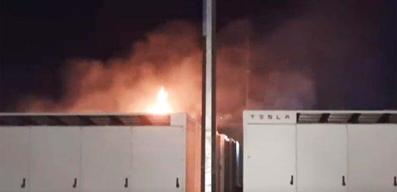 Tesla Megapack Catches Fire In Australia, Continues To Burn Under Supervision