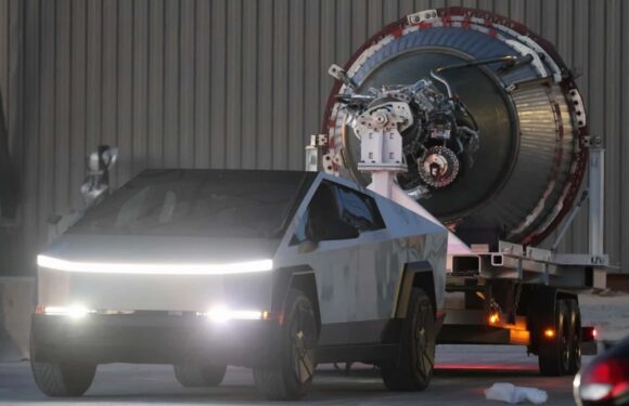 Tesla Cybertruck Spotted Towing SpaceX Rocket Engine In New Video