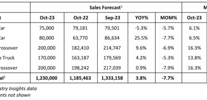 U.S. Auto Sales Up in October Despite UAW Strike