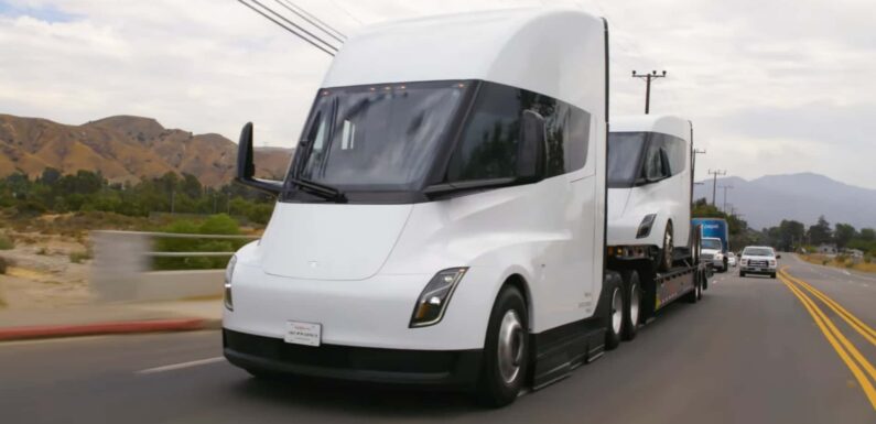Watch Jay Leno Drive Tesla Semi And Tow Another Semi With It