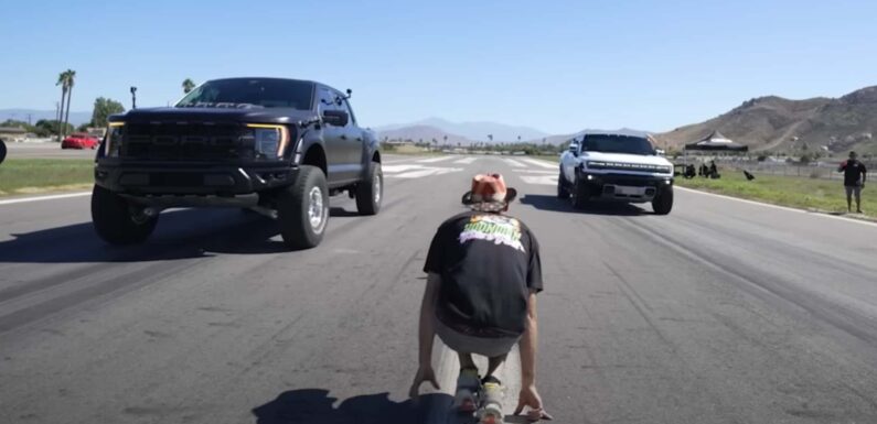 Ford F-150 Raptor R Needs Three Truck Lengths To Beat GMC Hummer
