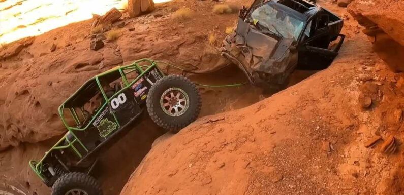 Watch This Wrecked Ram TRX Get Recovered After Crashing Down A Cliff